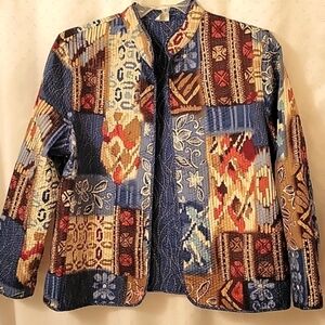 Alfred Dunner, Quilted Lightweight Jacket. Patched Patterns. Size 18P
